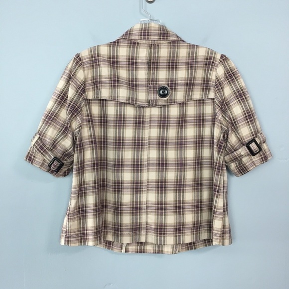 RELATIVITY Plaid Elbow Sleeve Cropped Jacket - Picture 9 of 15